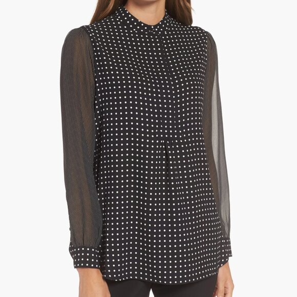 Anne Klein Polka Dot Blouse (XL) - Picture 1 of 8